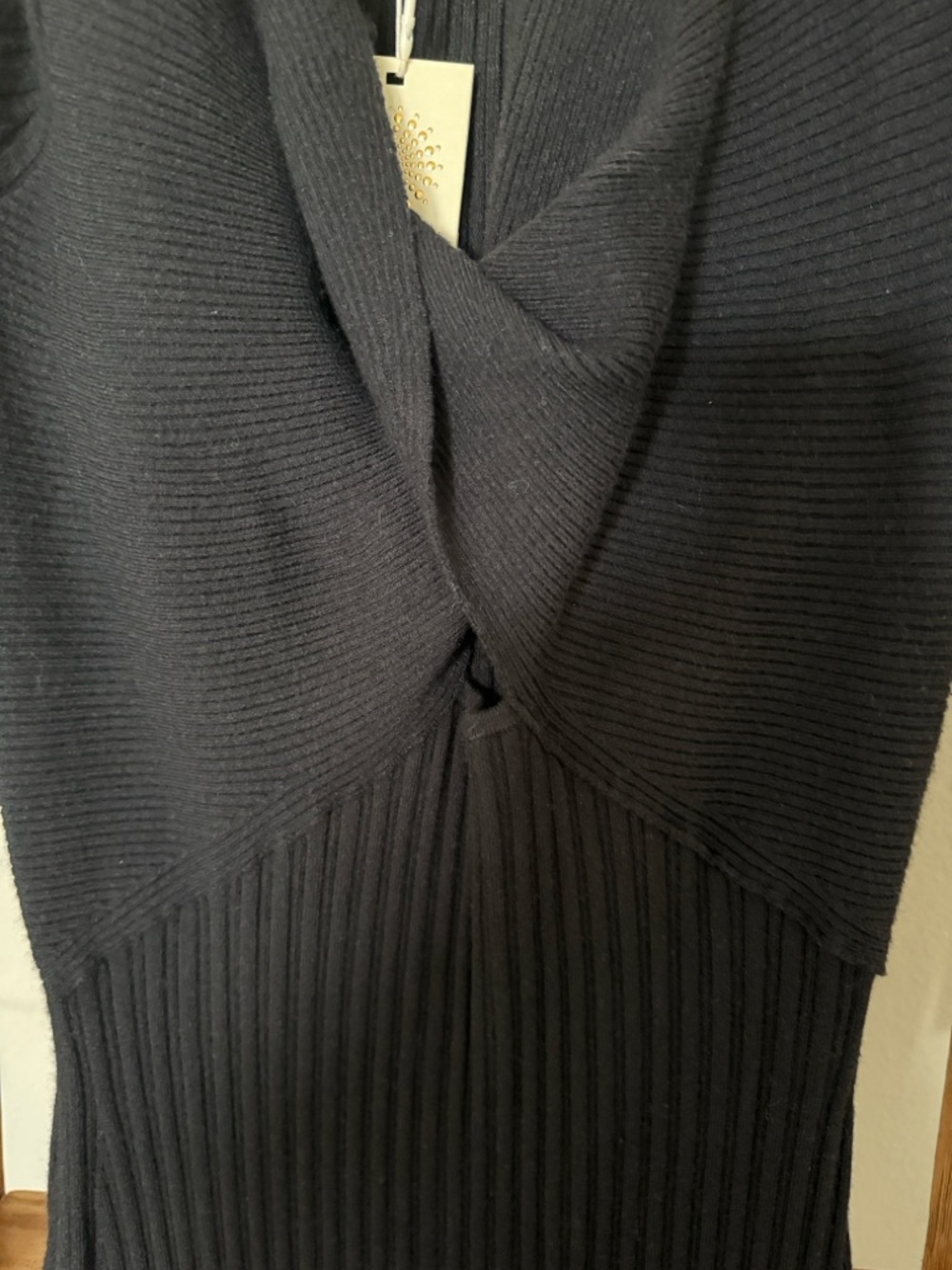 Ramy Brook Black Ribbed Cutout Long-Sleeve Midi Dress - Picture 4 of 7